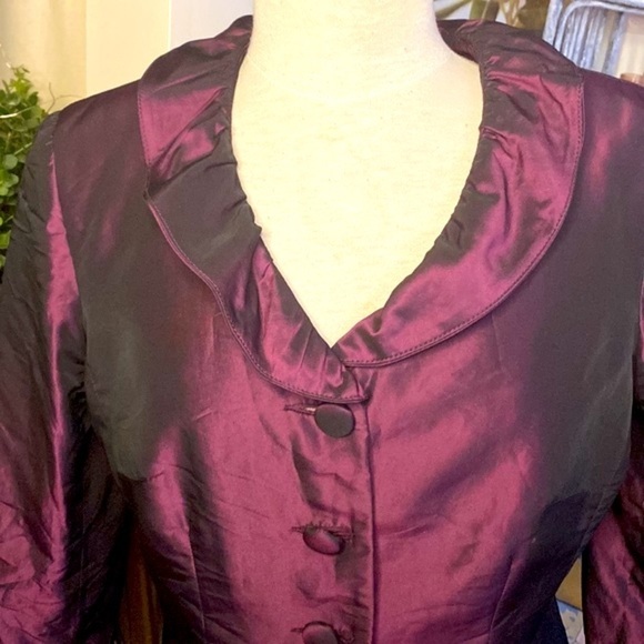 🌷 Michel Desjardins 🌷 2 Pc Set Sateen Ruffle Flare Jacket & Matching Skirt - Picture 3 of 13